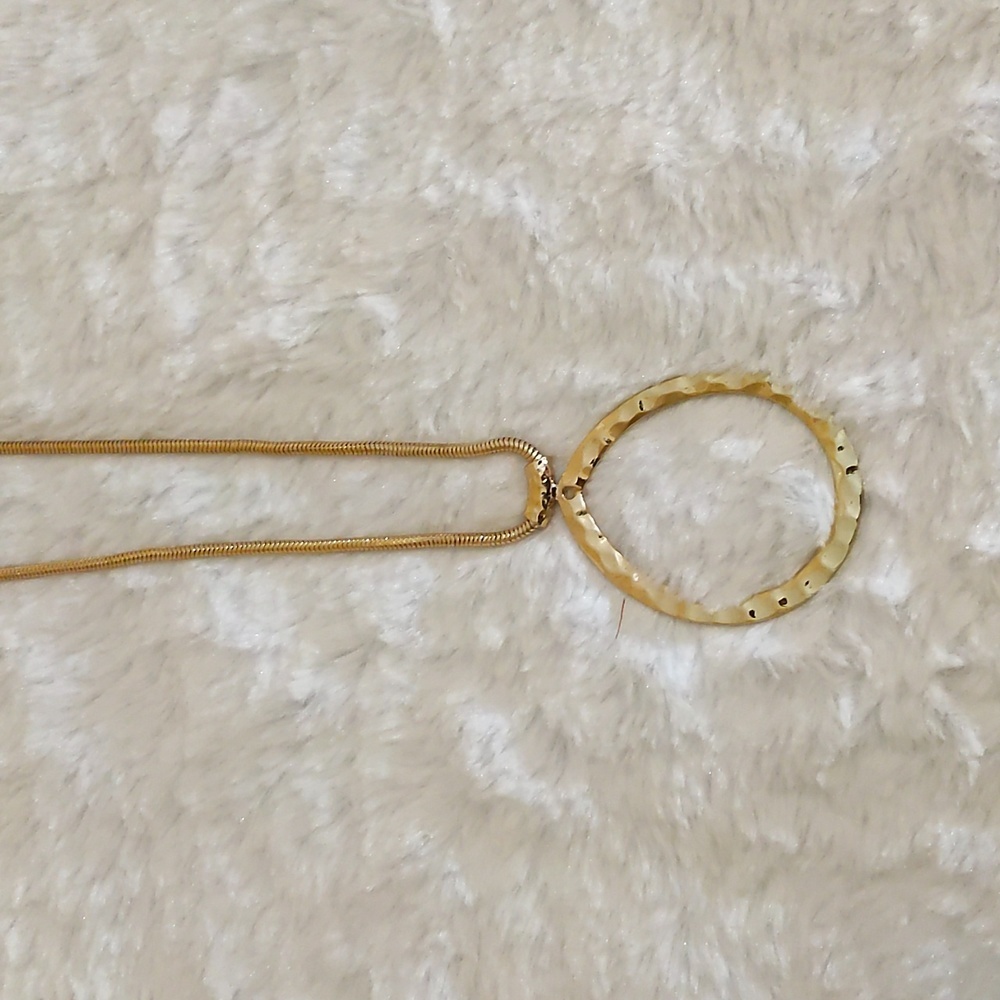 NWT Gold Toned Long Tear Pendant Necklace With Place for Custom Charm Adjustable